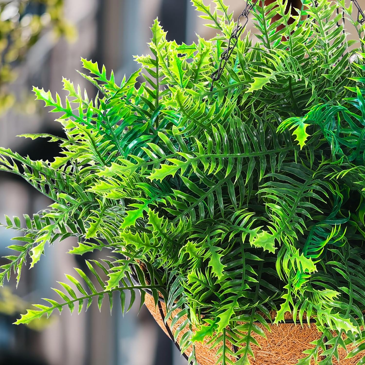 Hananona 2 Set Fake Hanging Ferns for Outdoor Use