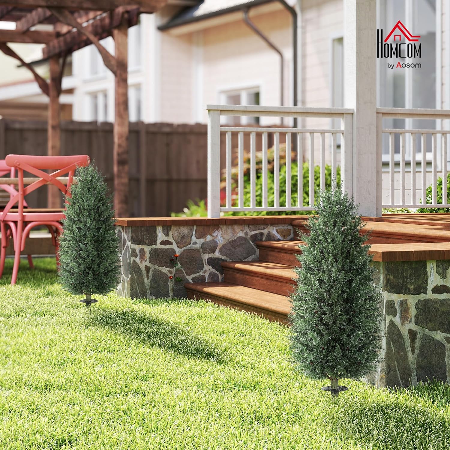 HOMCOM 433 Inch Set of 2 Artificial Cedar Trees
