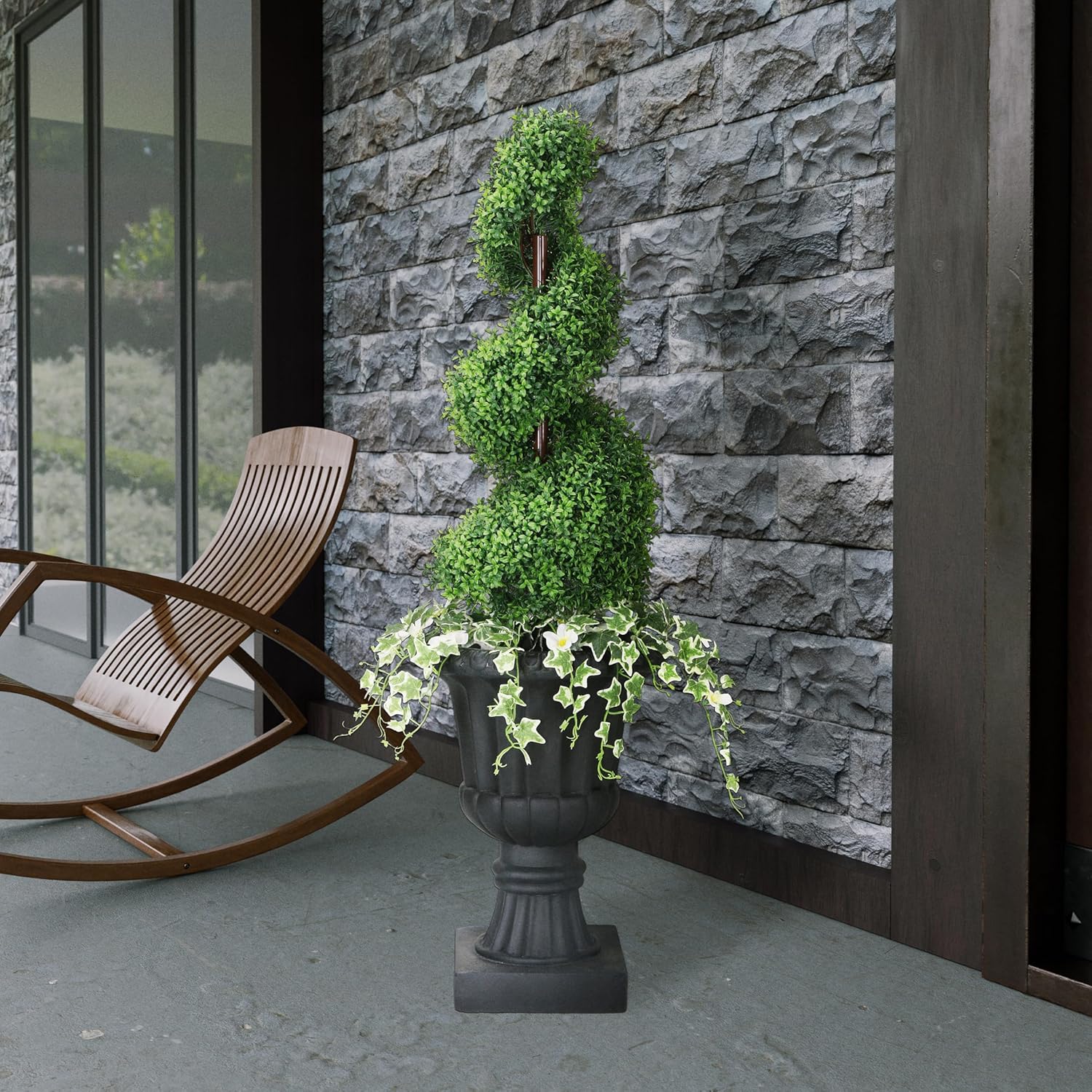 Puleo International 52 Inch Boxwood Topiary Artificial Tree