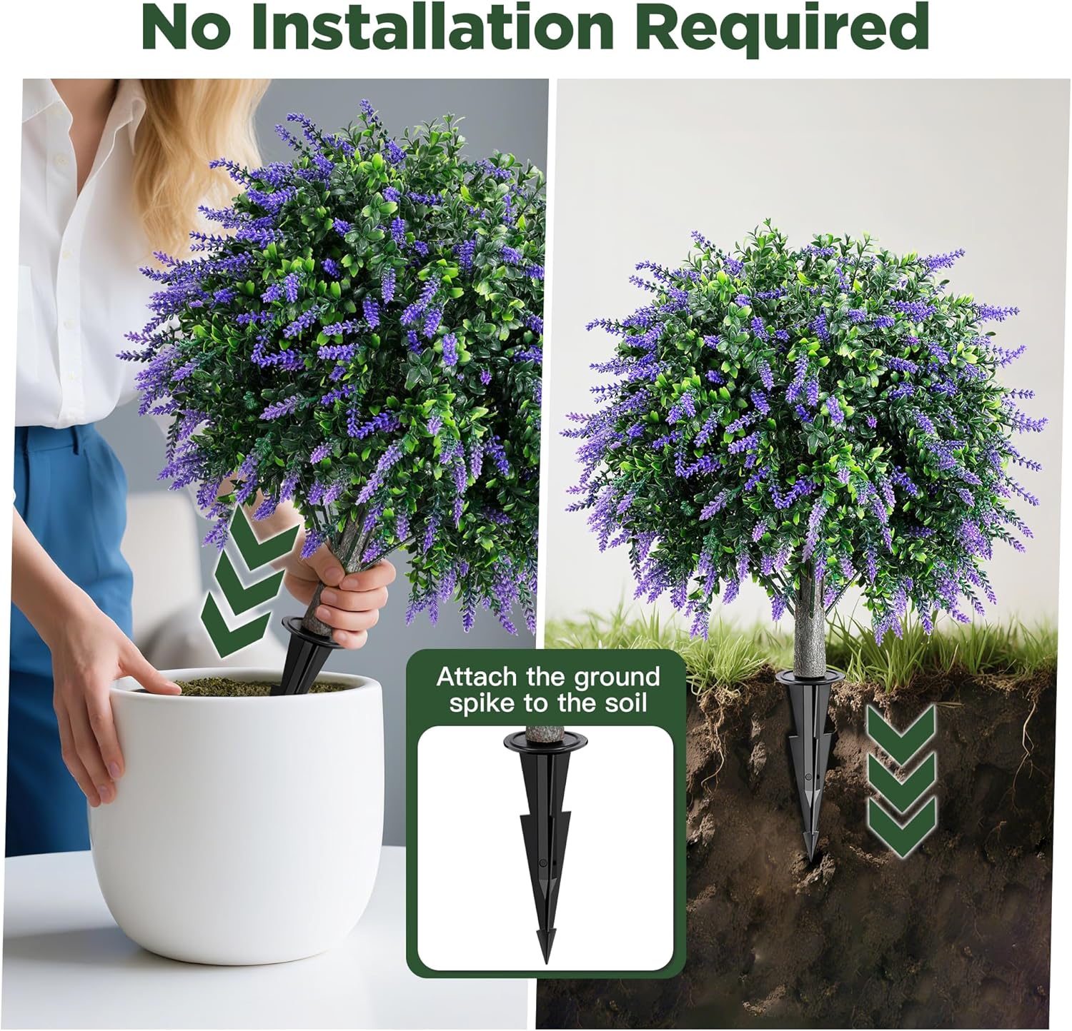 Artificial Lavender Boxwood Topiary Ball Trees Set of 2