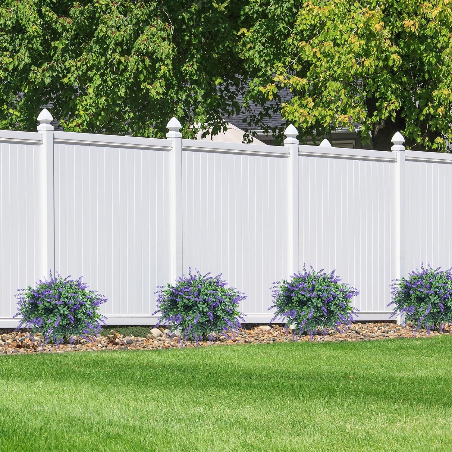 UNADRA Artificial Boxwood Topiary Trees with Lavender Set of 2