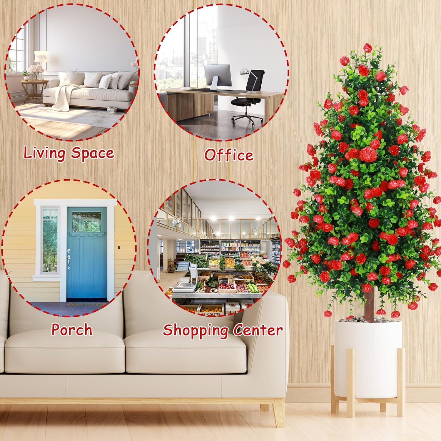 Sunnyglade 2 Pack 275 Inch Artificial Rose Topiary Trees