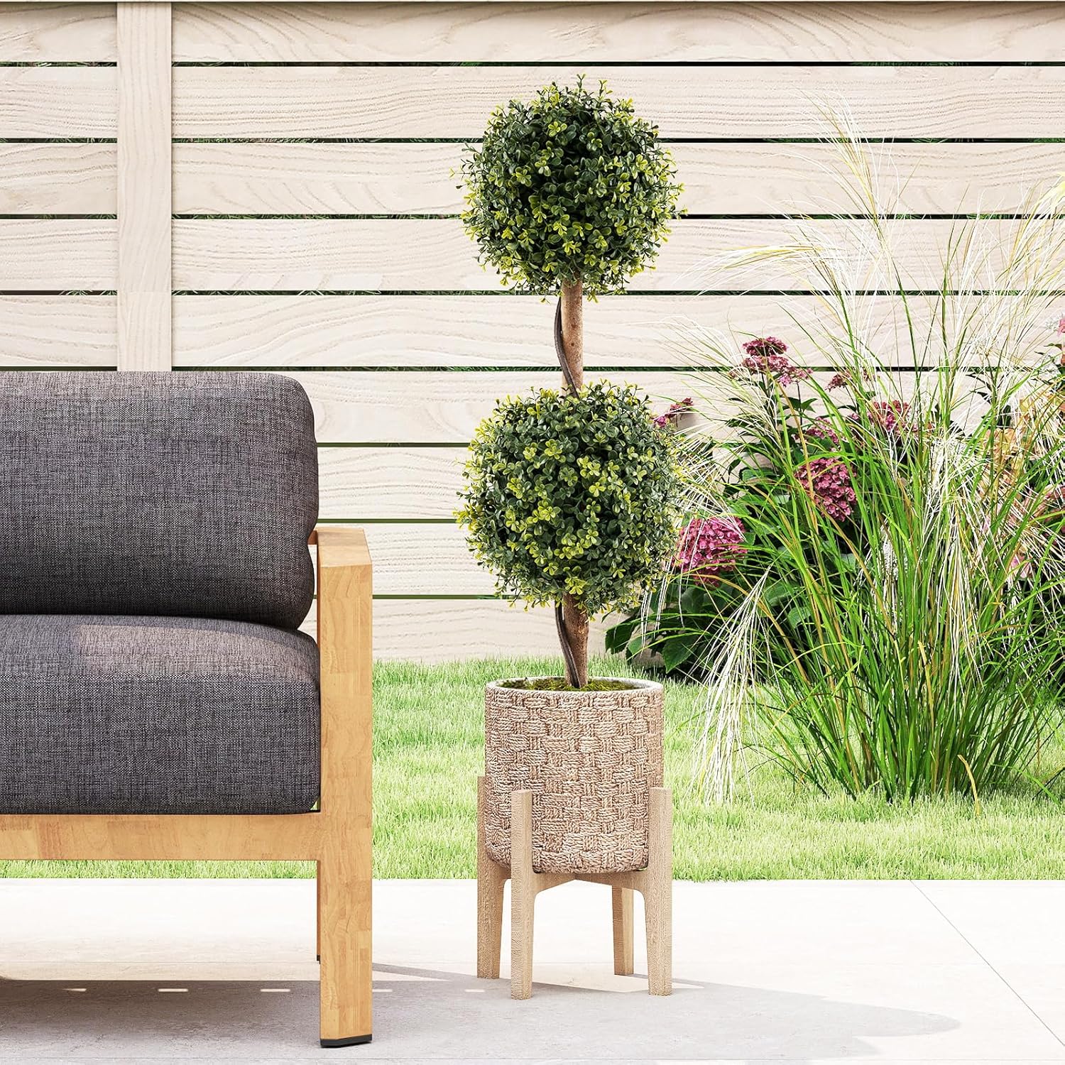 Goplus 3 Ft Artificial Boxwood Topiary Trees Set of 2
