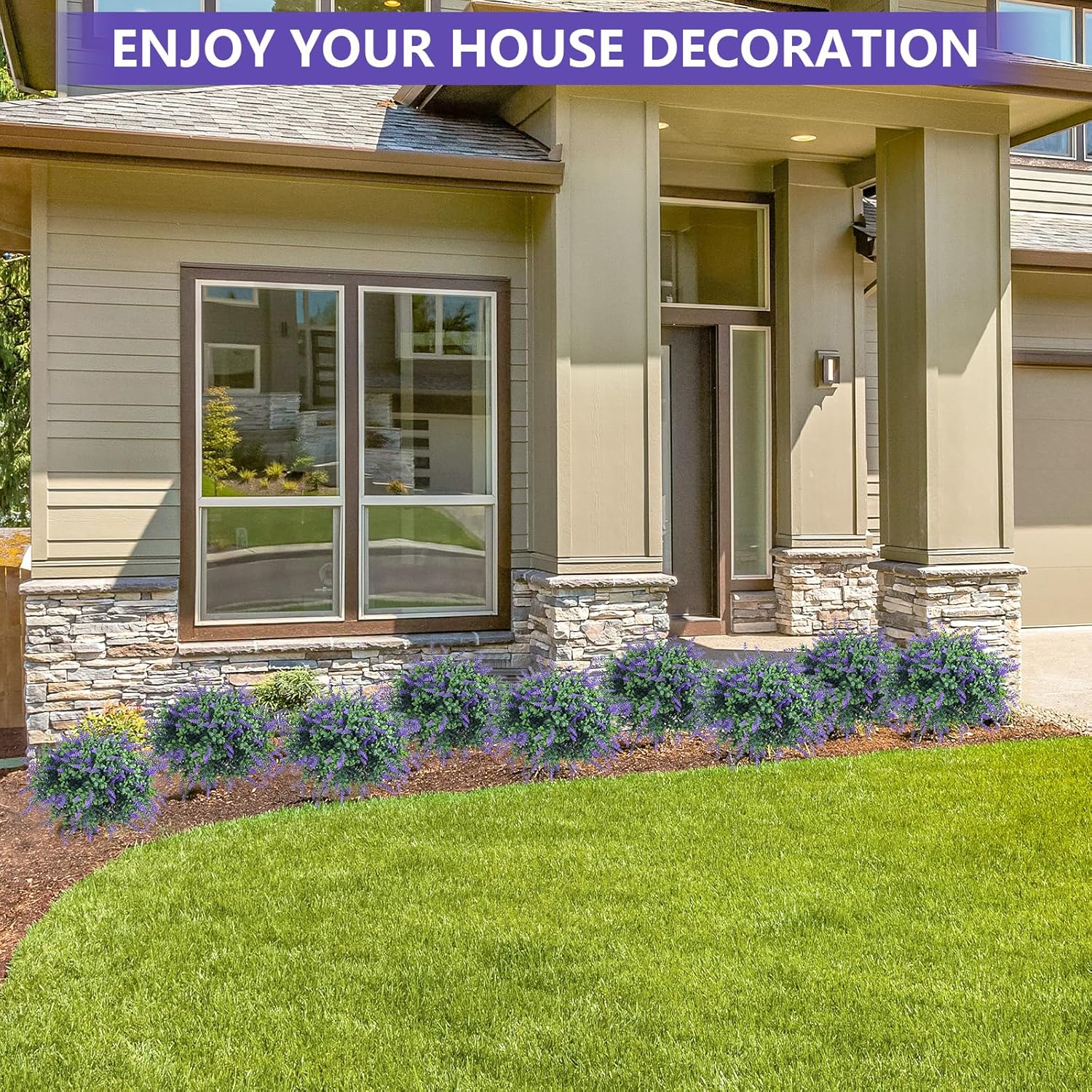 UNADRA Artificial Boxwood Topiary Trees with Lavender Set of 2