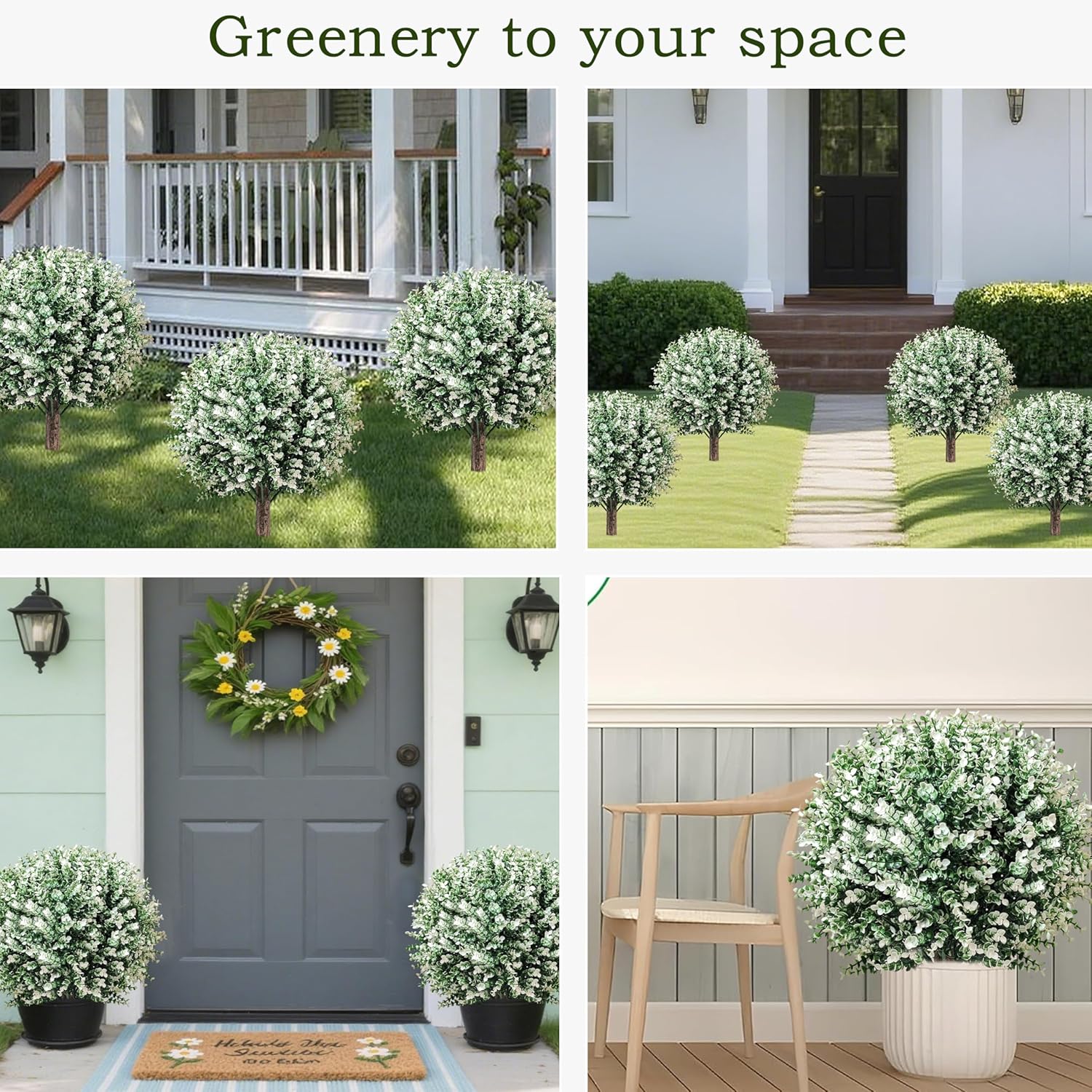 Realistic Artificial Topiary Ball Tree Set of 2