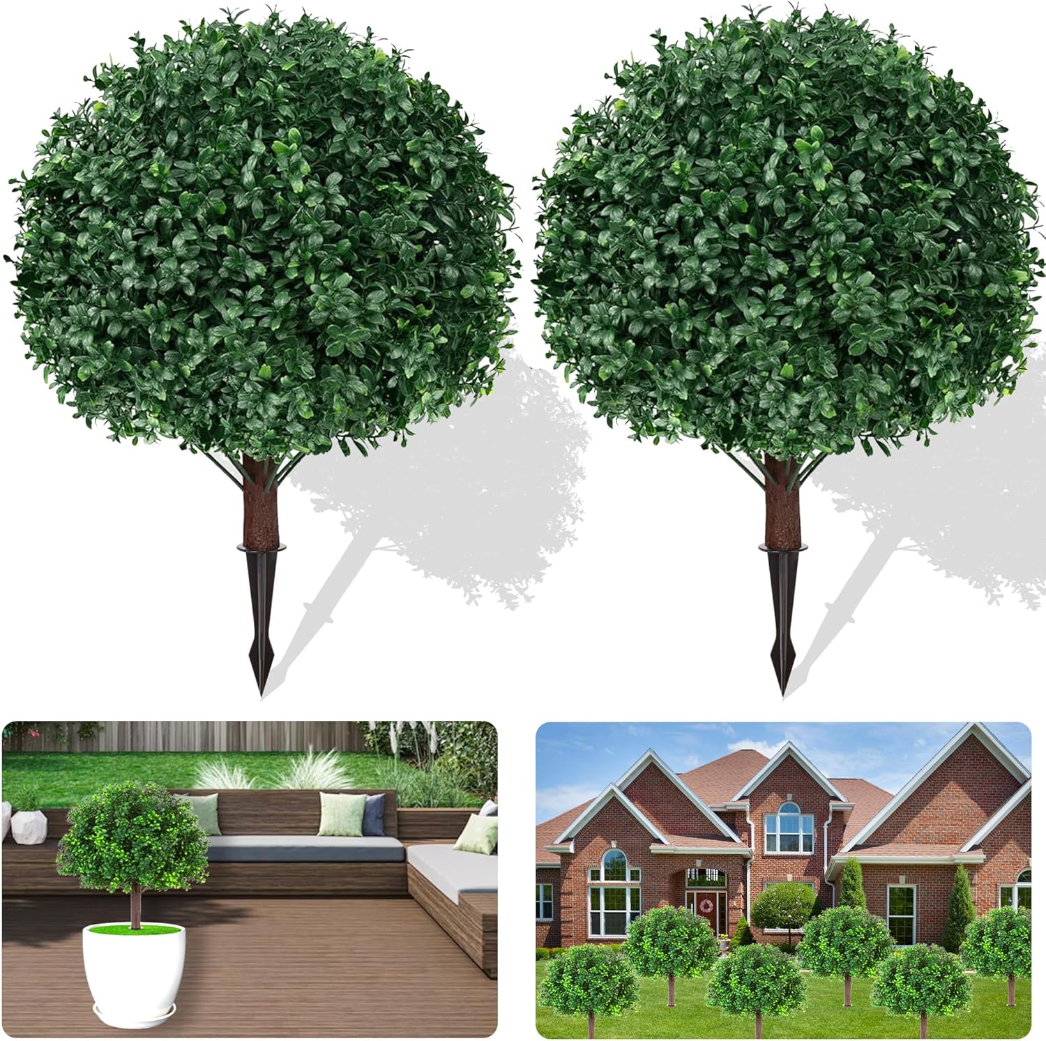 Moeput Artificial Boxwood Topiary Ball Trees Set of 2