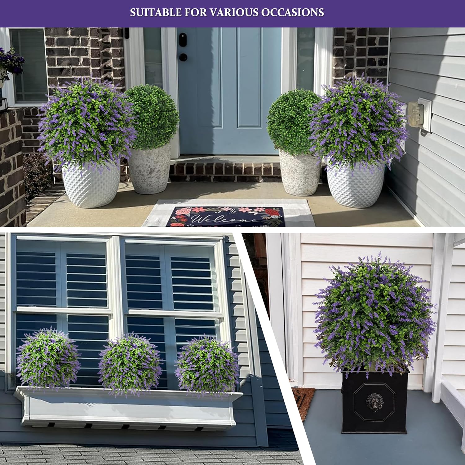 Artificial Lavender Topiary Ball Trees Set of 2 24 Inch