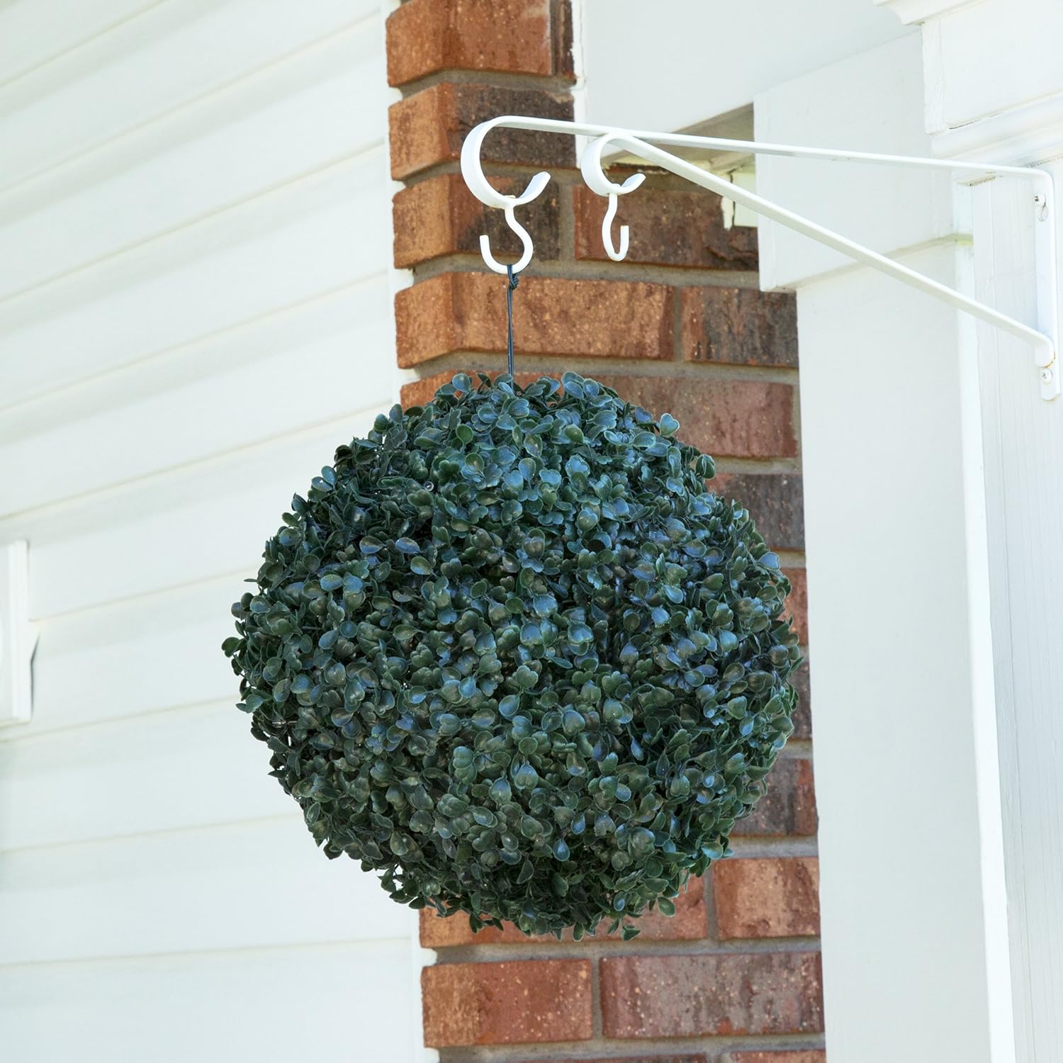 11in Pre-Lit Faux Boxwood Topiary with Solar Lights