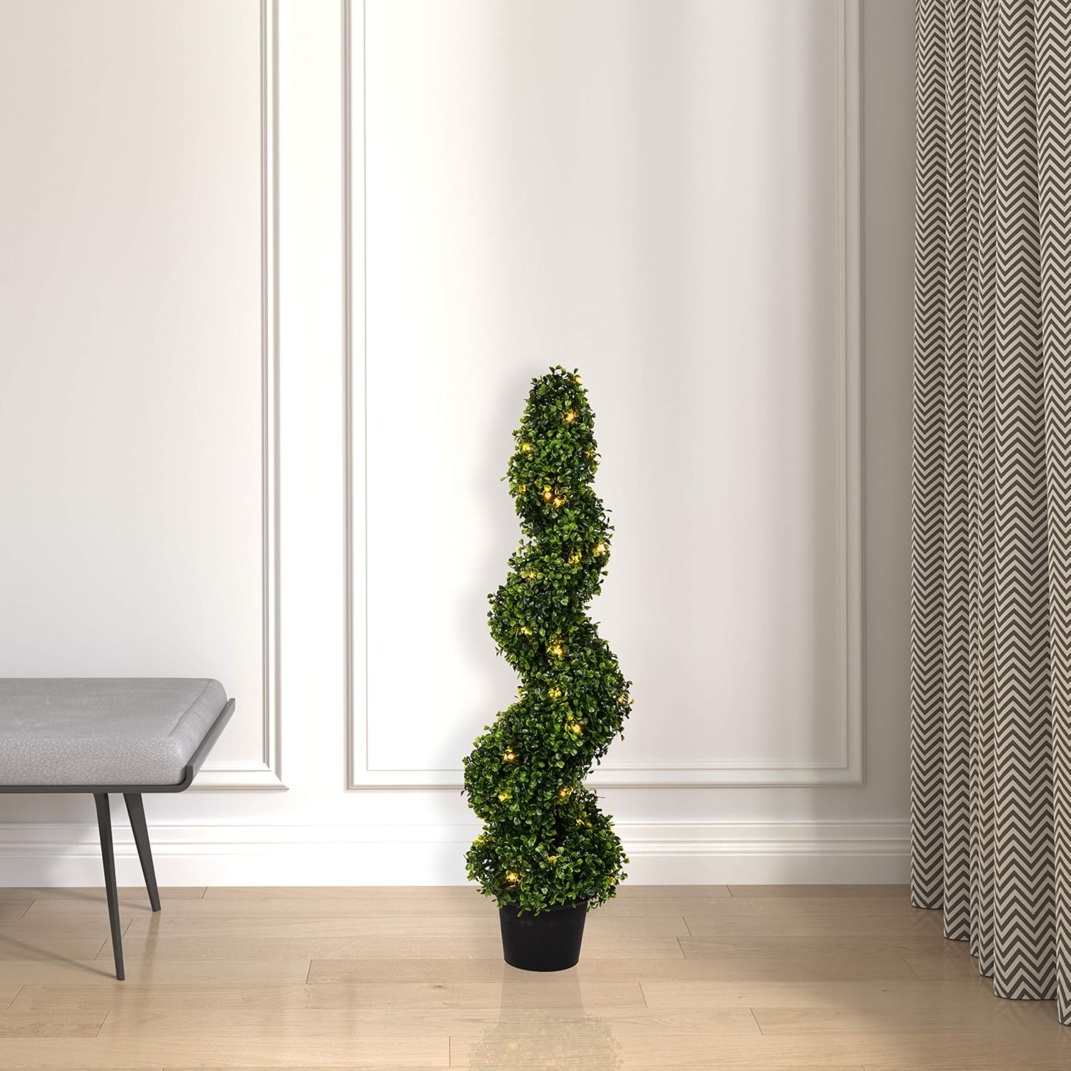 Vickerman Pre-Lit LED Artificial Boxwood Spiral Tree 3 Foot Tall