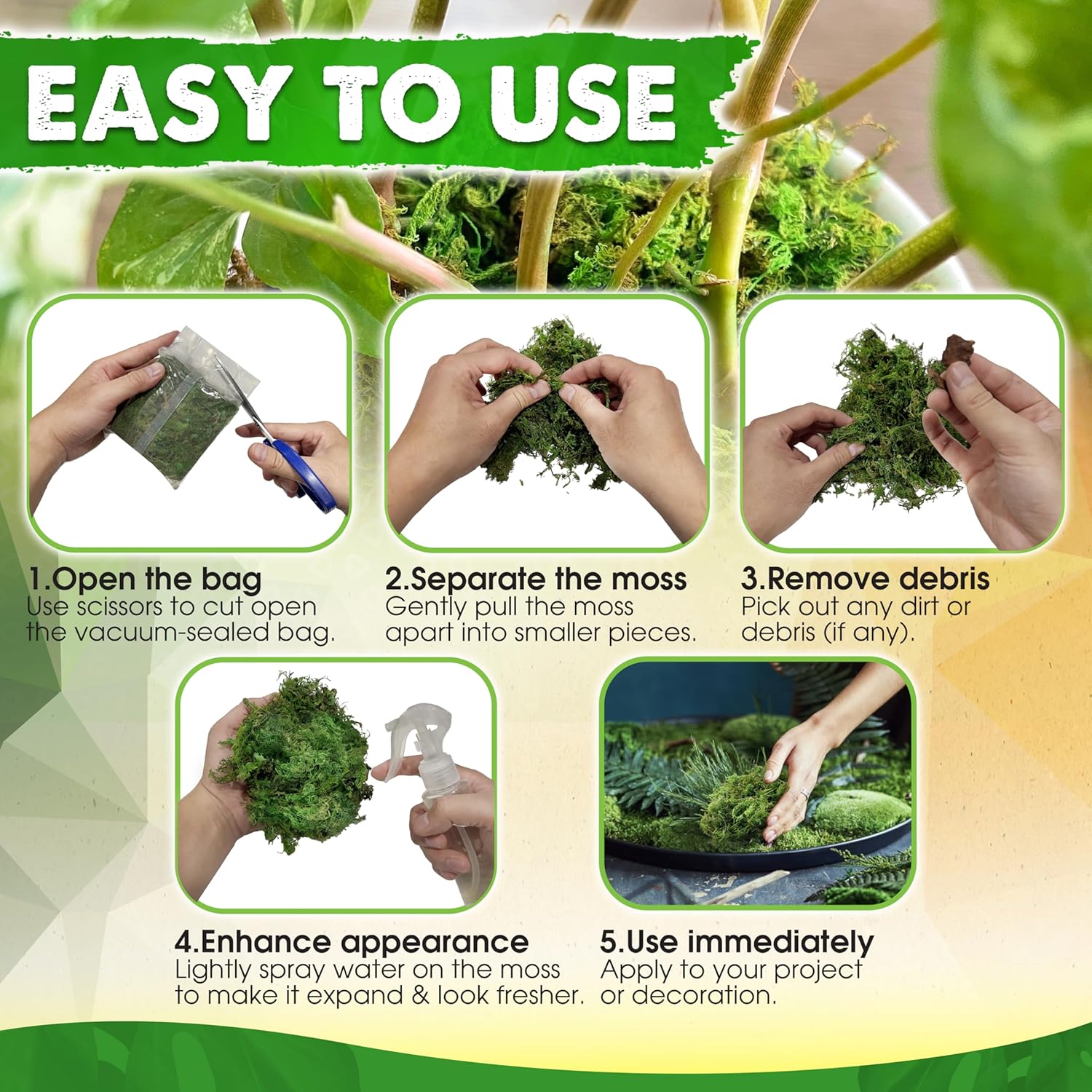 Duspro Upgraded Green Moss for Crafts and Decor