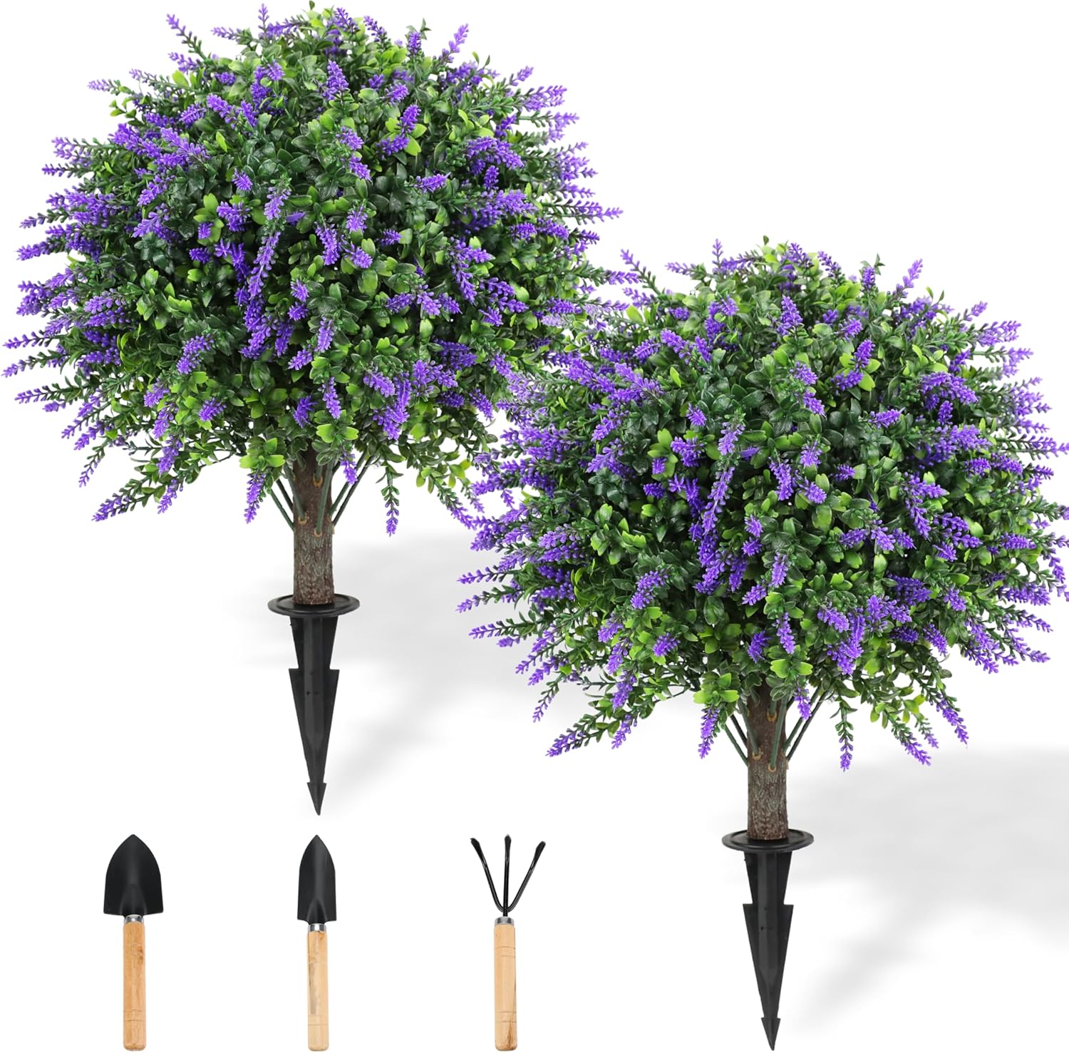 CAZZOVA Artificial Lavender Topiary Balls 2 Pack UV Resistant