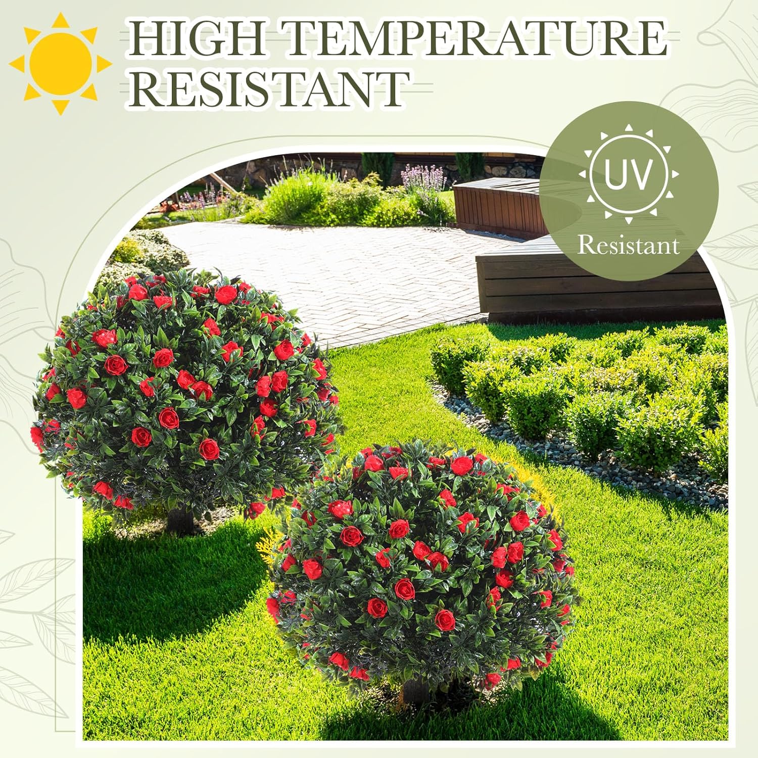 Yunlly Set of 2 Artificial Boxwood Topiary Balls