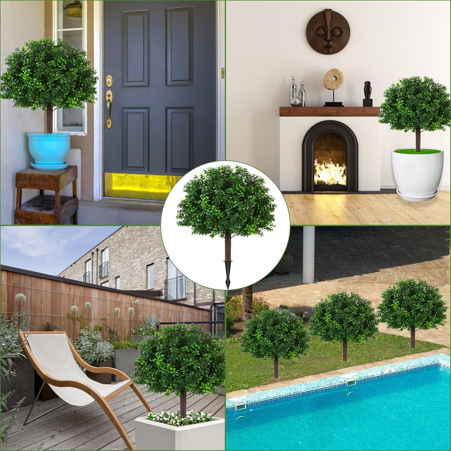 Moeput Artificial Boxwood Topiary Ball Trees Set of 2