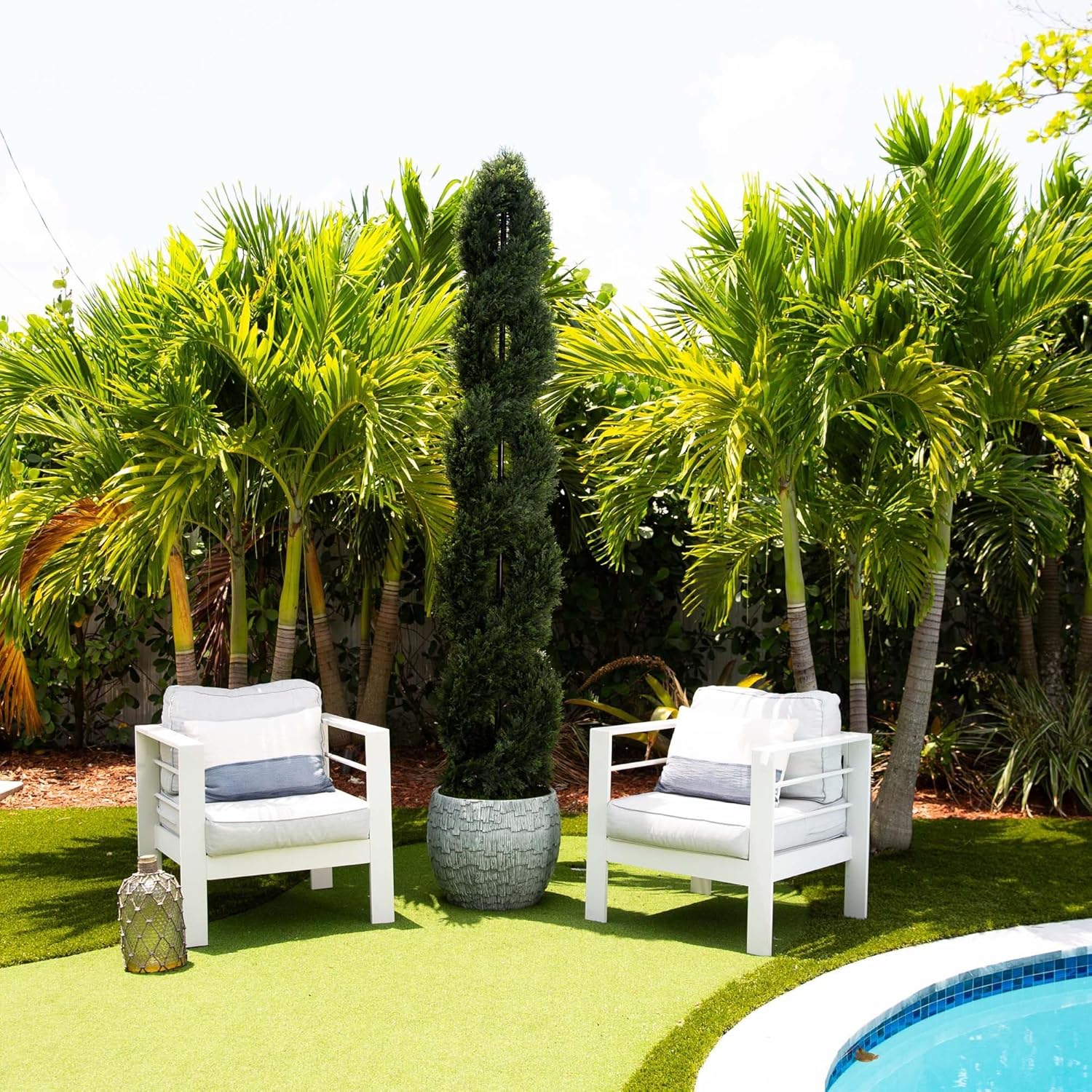 Nearly Natural 8ft Double Pond Cypress Spiral Topiary UV Resistant