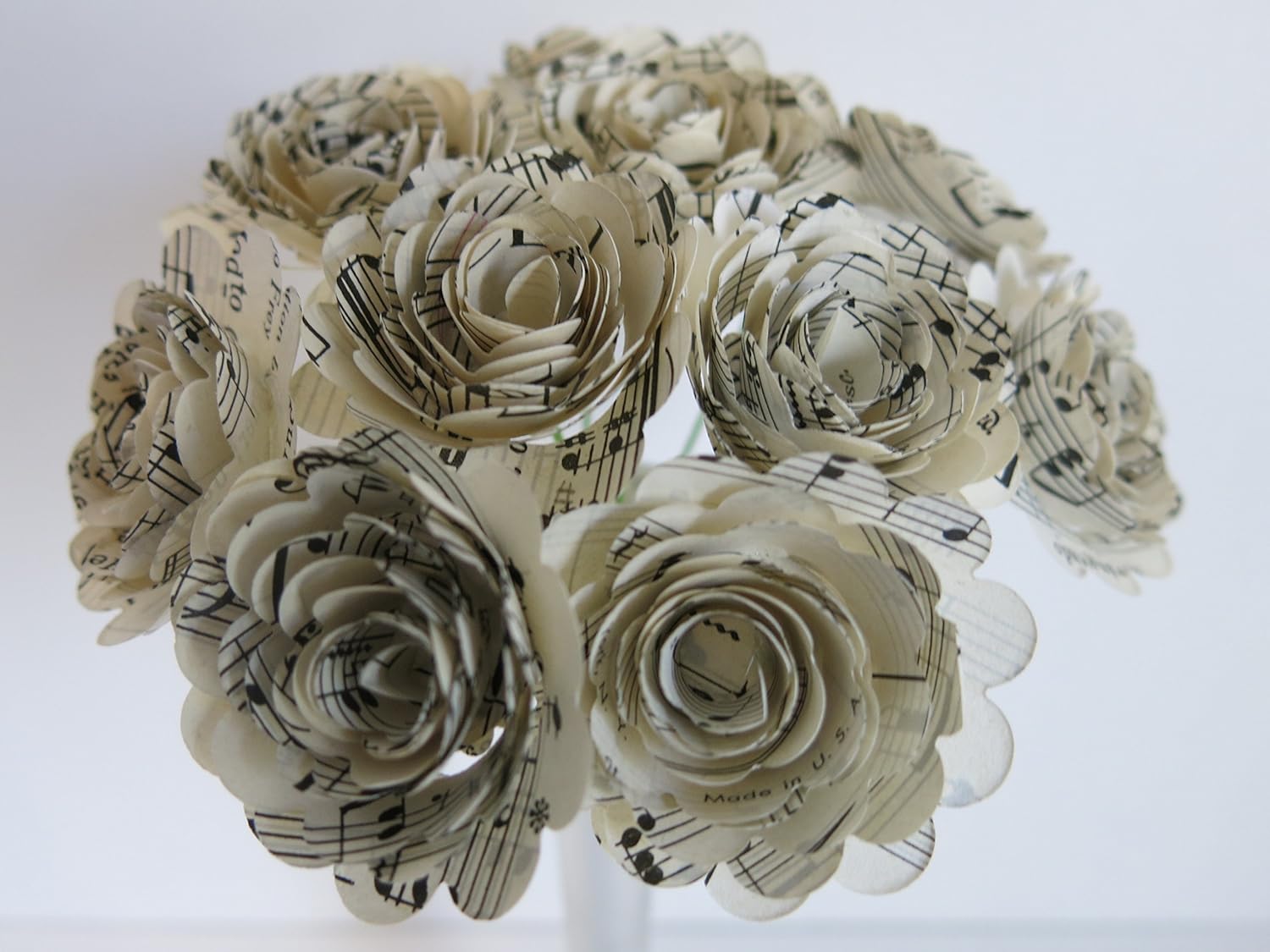 Scalloped Sheet Music Paper Roses for Wedding Centerpiece