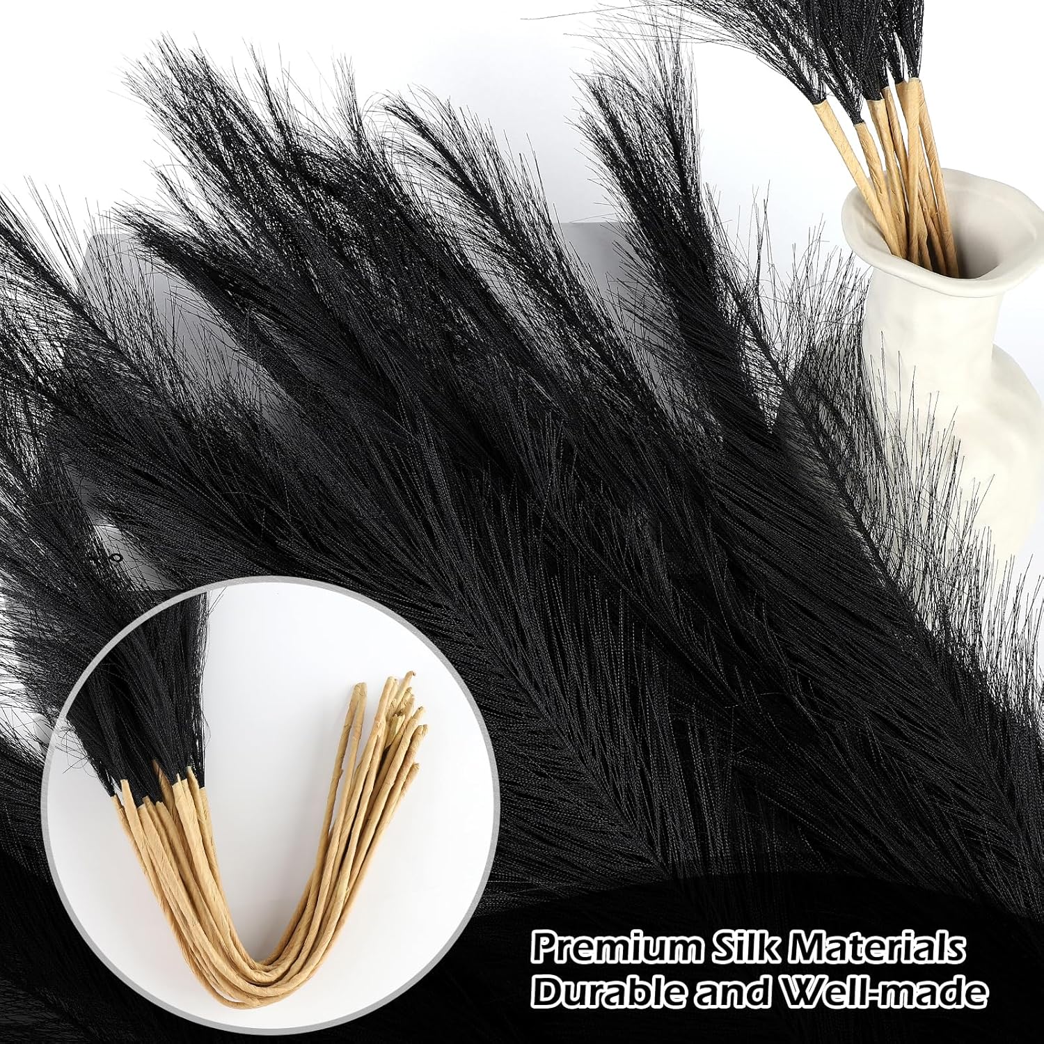 MUUNC Black Pampas Grass 30 Pcs Artificial Decor
