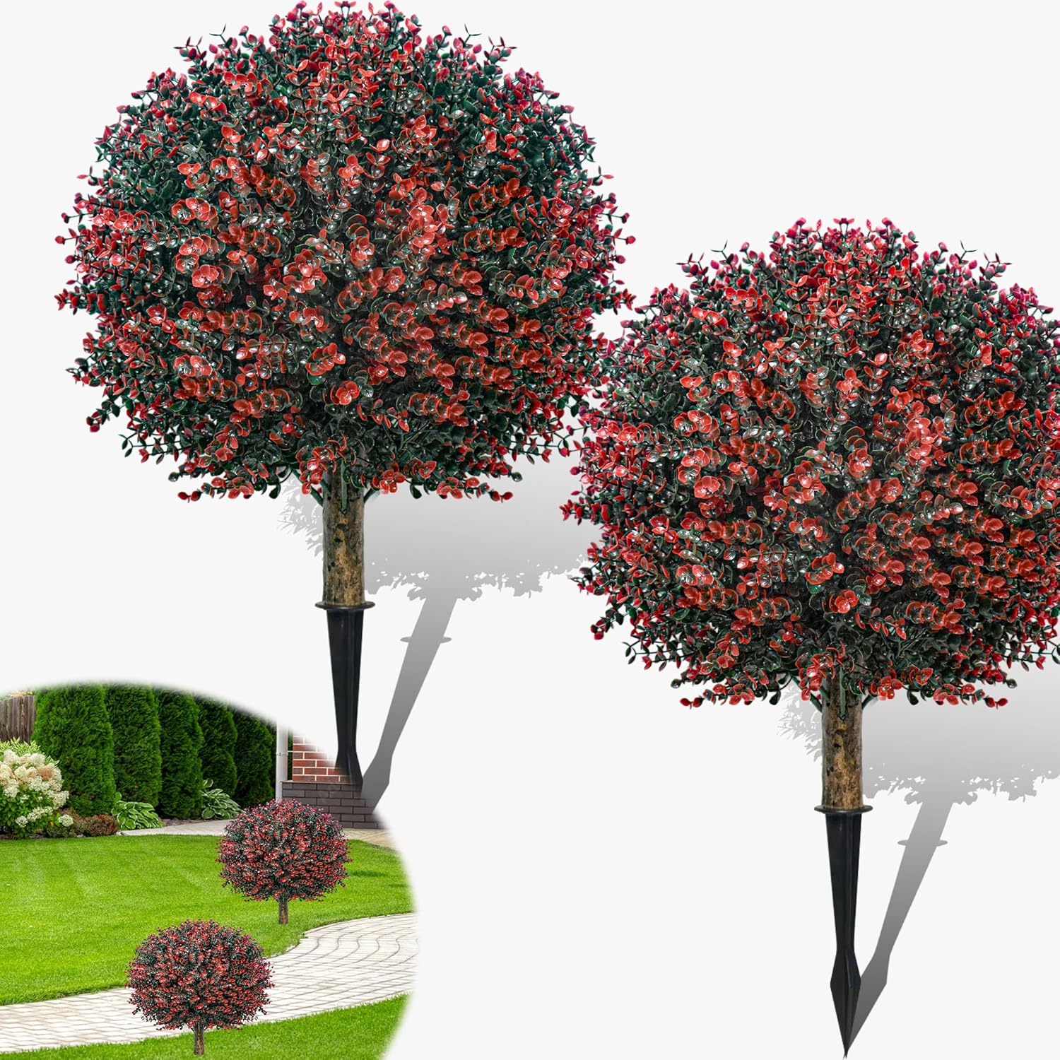 Ronyila Artificial Boxwood Topiary Ball Tree Set of 2