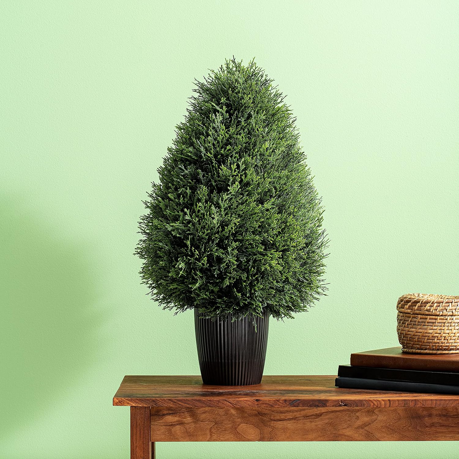 Vickerman 24 Inch Artificial Cedar Topiary Potted Bush