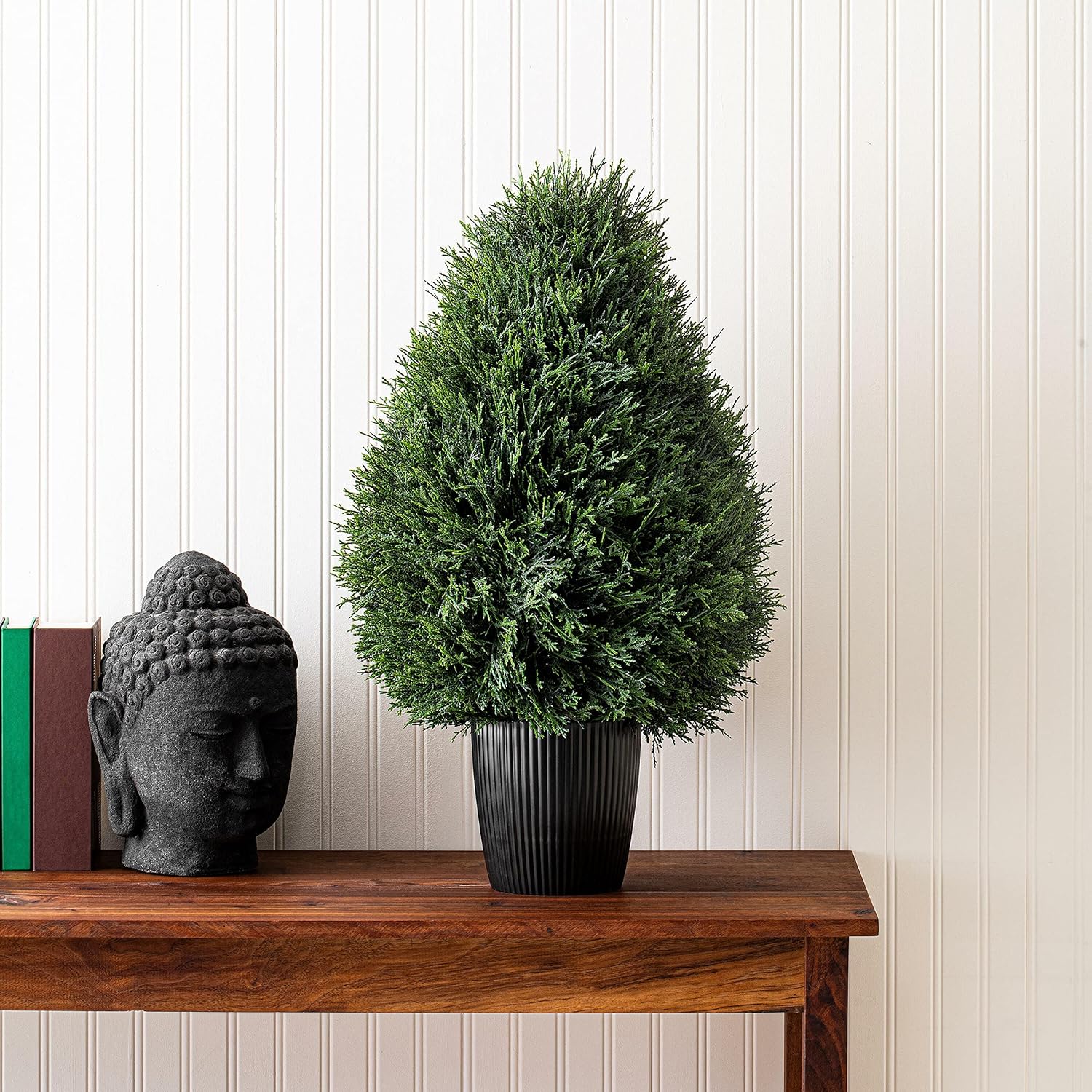 Vickerman 24 Inch Artificial Cedar Topiary Potted Bush